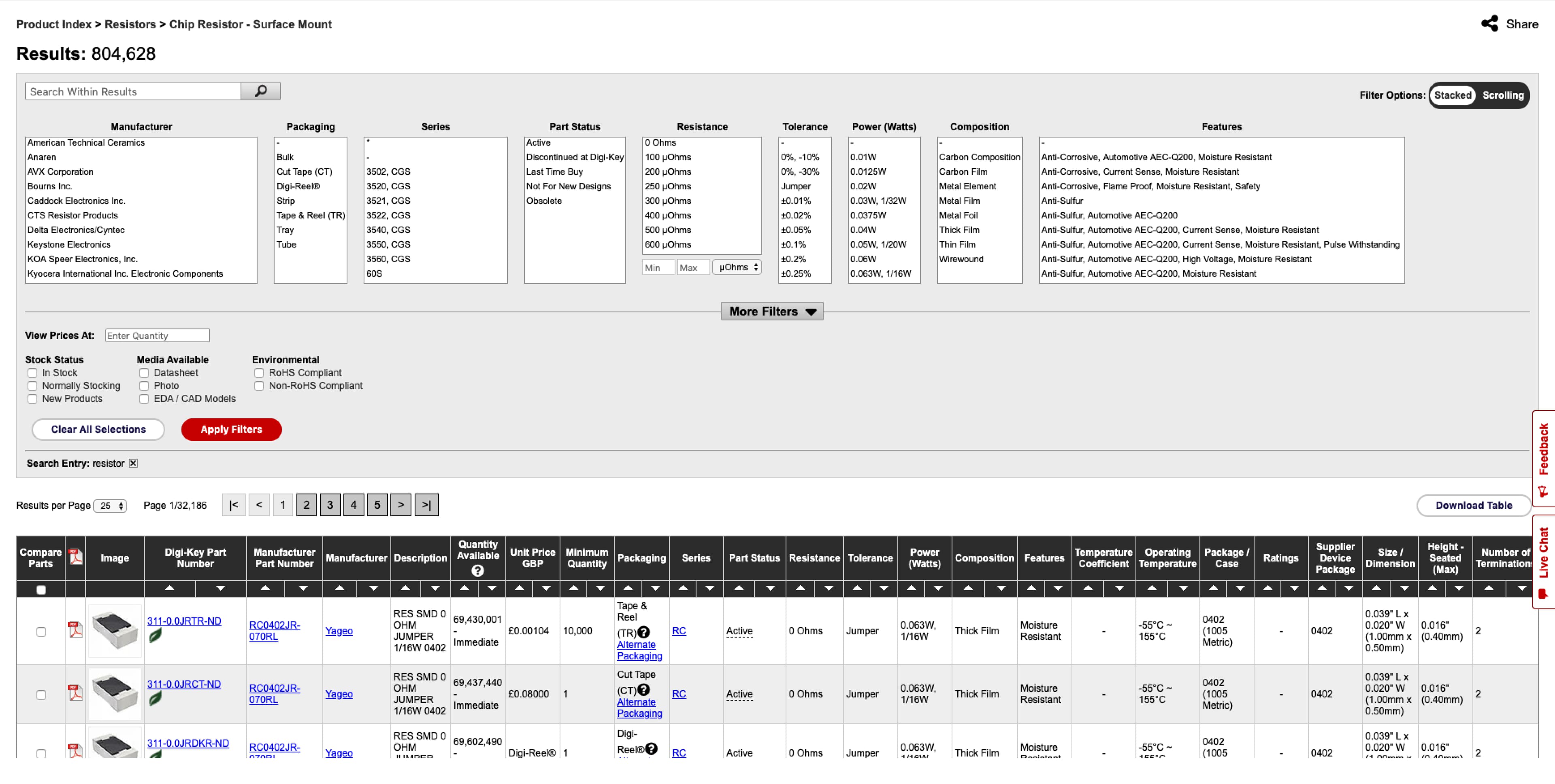 What a user first saw on the old search experience